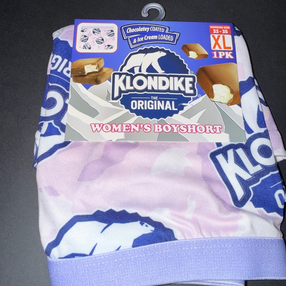 Klondike Bar Boyshort Underwear Women XL 33-35 New Lavender Camo Logo Print